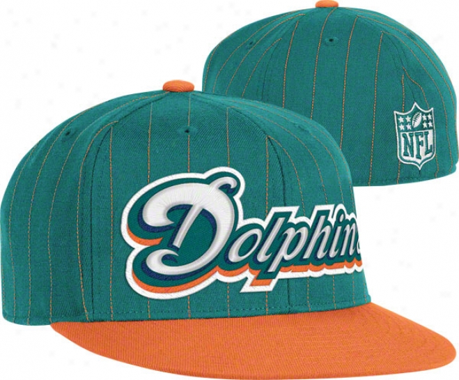 Miami Dolphins Flex Hat: Pinstripe Flat Brim Flex Hat