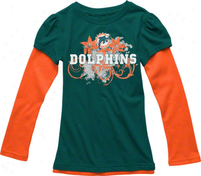 Miami Dolphins Girl's Layered Super Soft T-shirt