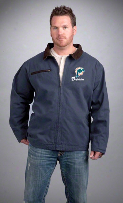 Miami Dolphins Jacket: Navy Reebok Tradesman Jacket