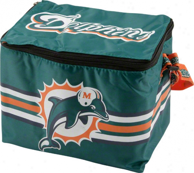 Miami Dolphins Lunch Bag: 6 Pack Zipper Cooler