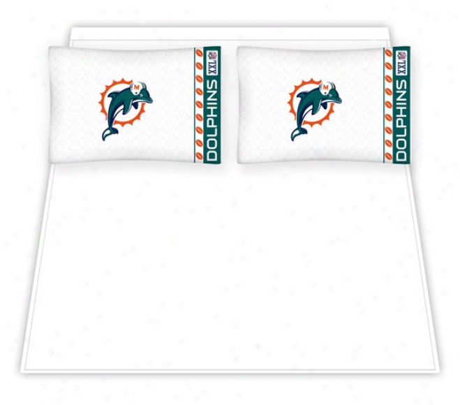Miamj Dolphins Micro Fiber Full Sheet Set