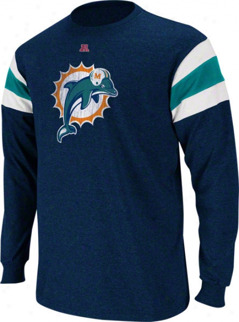 Miami Dolphins Navy End Of Line Iii Long Sleeve Jersey Shirt