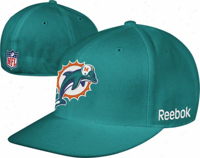 Miami Dolphins Reebok 2011 Sideline Aqua Fityed Flat Brim Hat