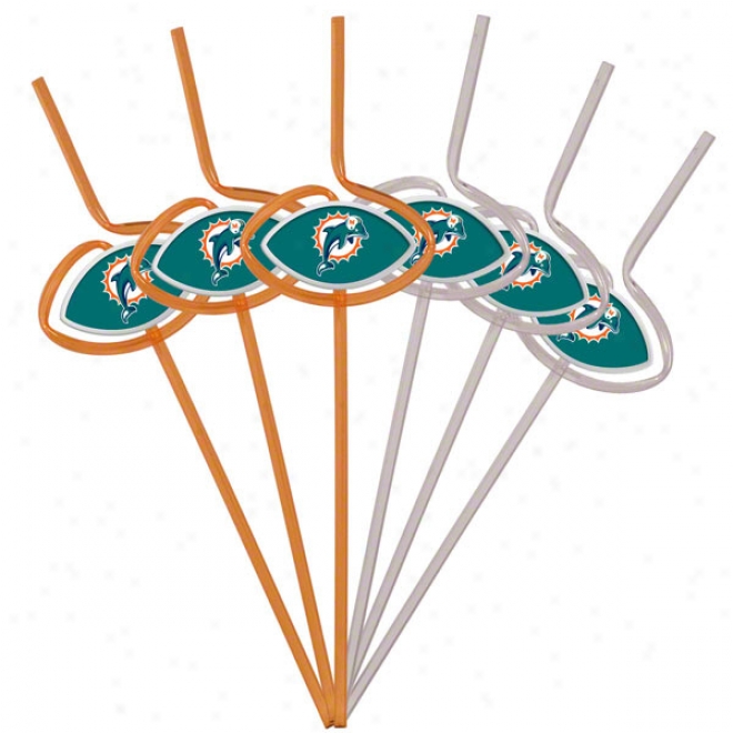 Miami Dolphins Team Sips Straws 6 Pack