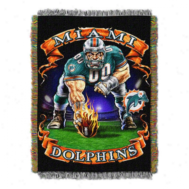 Miami Dolphins Three Point Stance Woven Tapestry Tyrow