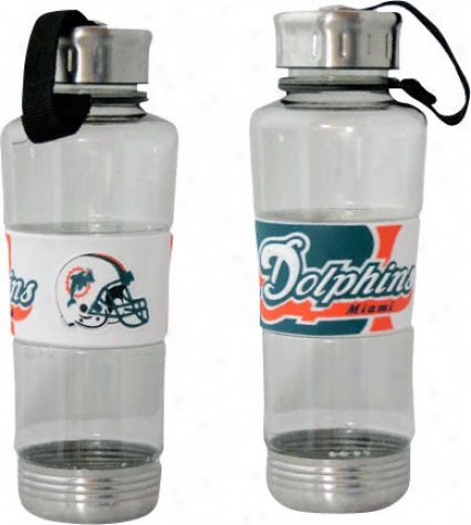 Miami Dolphins Water Bottle: 24oz Polycarb Water Bottle