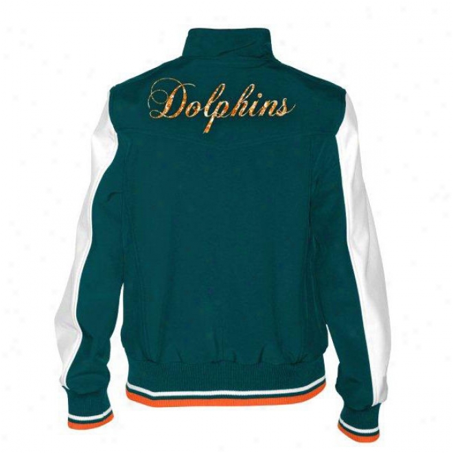 Miami Dolphins Women's Dazzle Script Aqua Full-zip Track Jacket