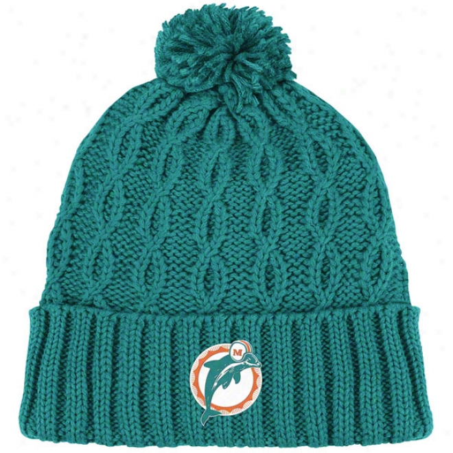 Miami Dolphins Women's Knit Hat: Retro Pom Cuffed Knit Hat