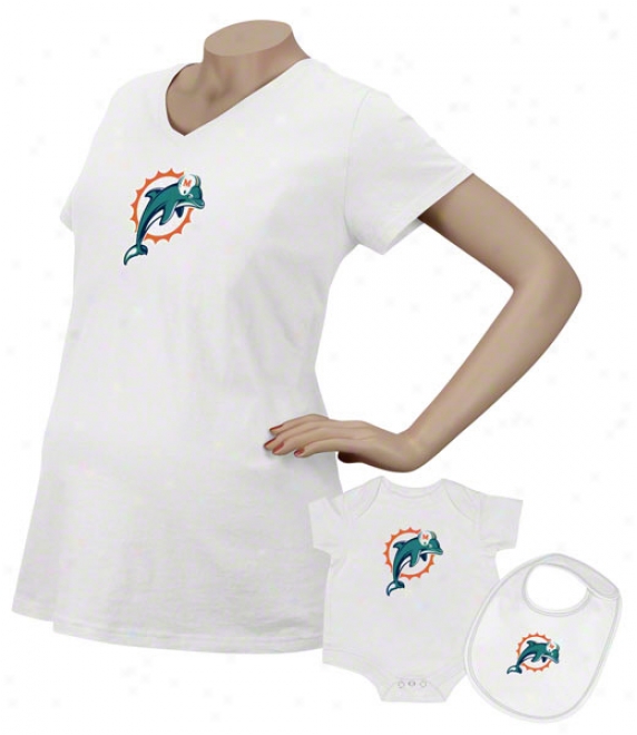 Miami Dolphins Women's Logo Premier Also Maternity T-shirt/infant Fix