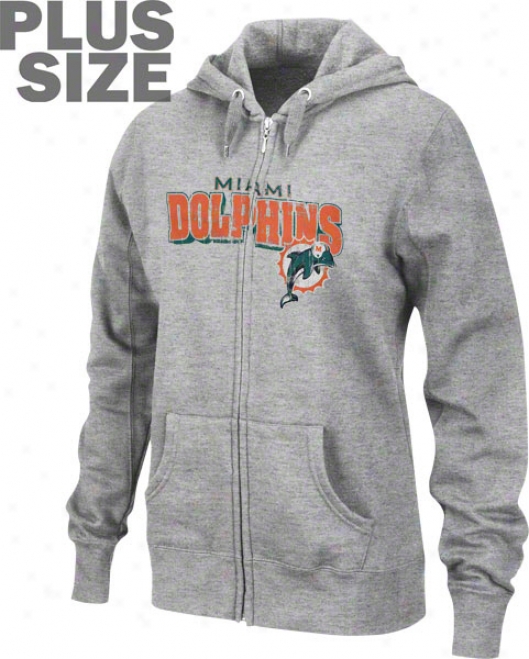 Miami Dolphins Women's Plus Size Football Classic Iii Full ZipH ooded Sweathirt