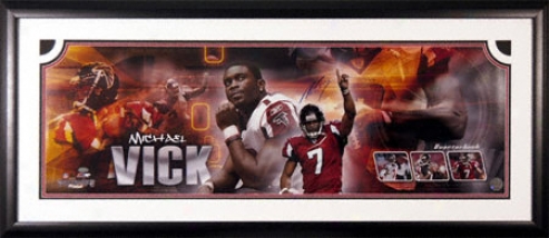 Michael Vick Atlanta Falcons Frramed Autographed Panoramic Photograph