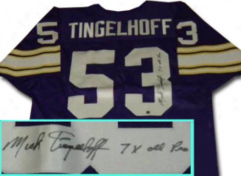 Mick Tingelhoff Minnesota Vikings Autographed Throwback Jersey With 7x Pro Hollow Inscription