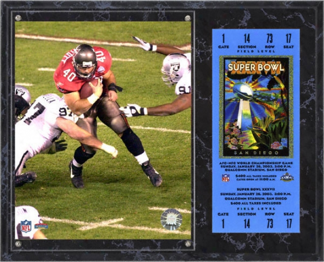 Mike Alstott Sublimated 12x15 Plaque  Details: Tampa Check Buccaneerz, Super Bowl Xxxvii, With Replica Ticket