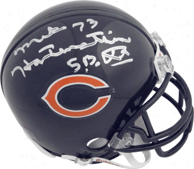 Mike Hartenstine Chicago Bears Autographed Riddell Mini Helmet With Sb Xx