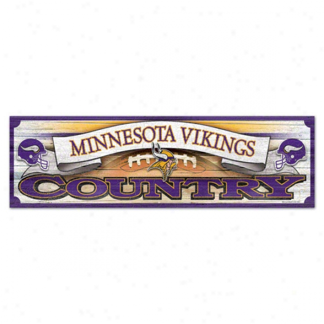 Minnesota Vikings 9x30 Wood Sign