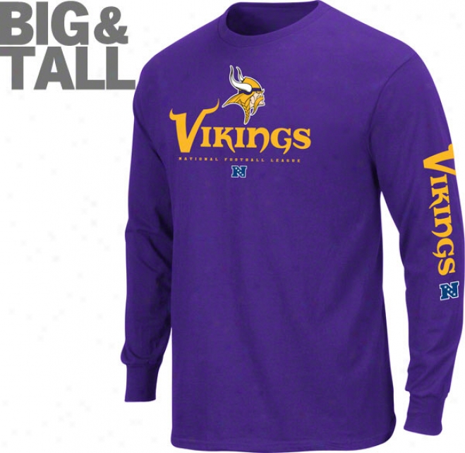 Minnesota Vikngs Big & Tall Primary Receiver Ii Long Sleeve T-shirt