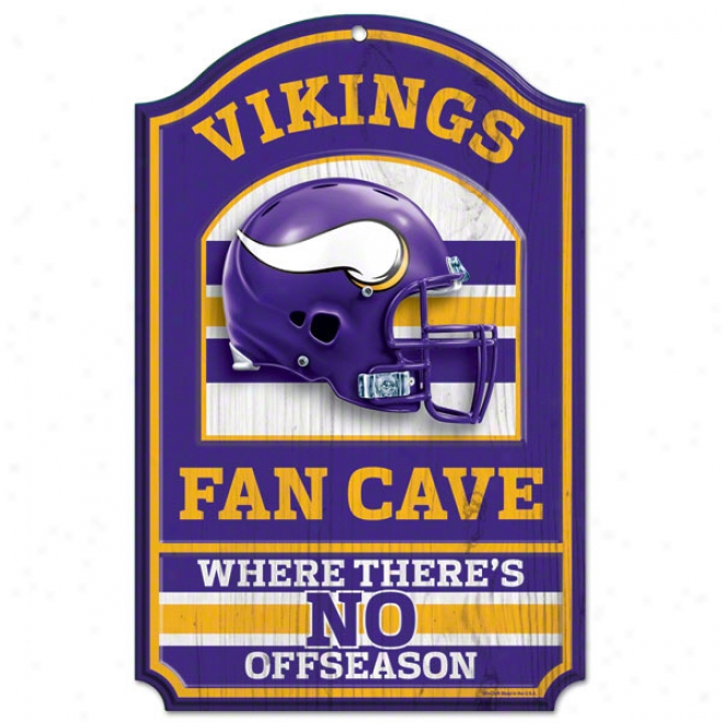 Minnesota Vikings Fan Cave 11x17 Wood Sign