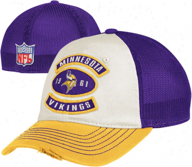 Minnesota Vikings Flex Hat: Established Date Mesh Back Lifestyle Slouch Flex Hat