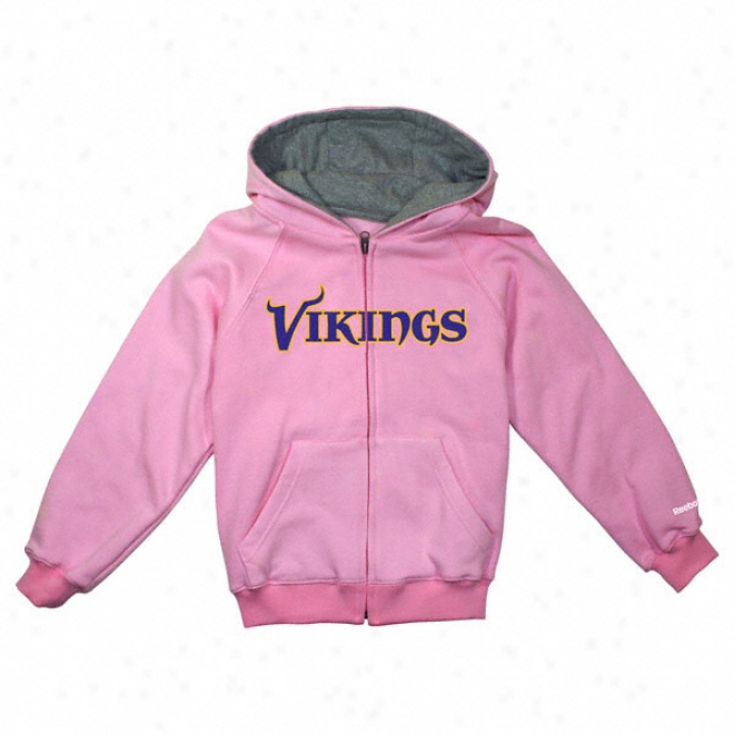 Minnesota Vikings Girls (7-16) Pink Sportsman Full-zip Fleece Hooded Sweatshirt