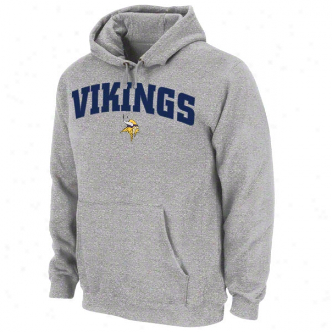 Minnesoota Vikings Grey Classic Arched Mascot Embroider3d Hooded Sweatshiet