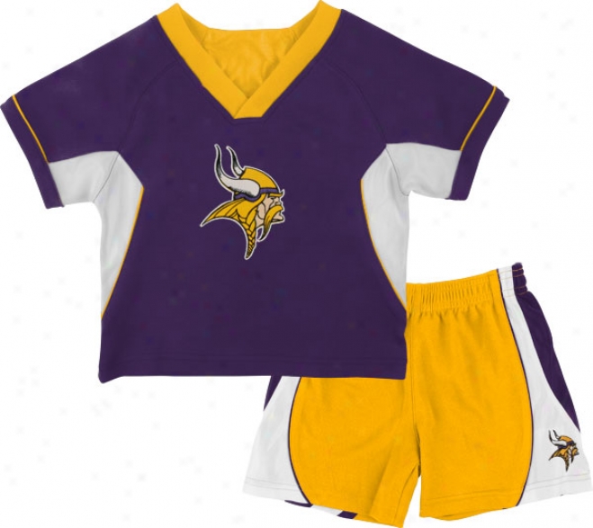 Mlnnesota Vikings Kid's 4-7 Raglan Crew Shirt And Shorts Combo Pack