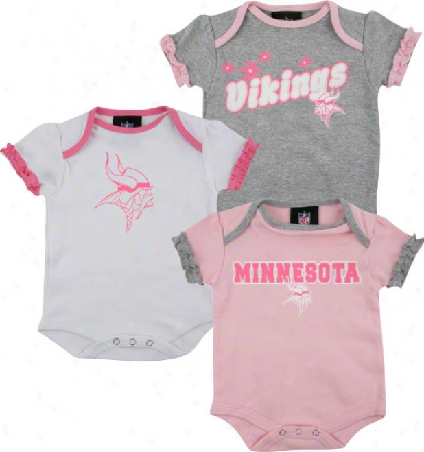 Minnesota Vikings Newborn 3-piece Pink Creeper Set