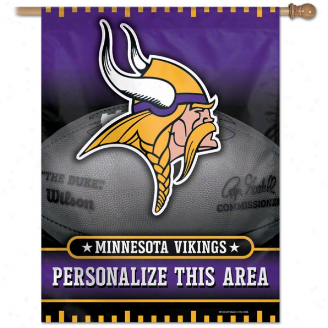 Minnesota Vikings Personalized Vertical Flag: 27x37 Banner