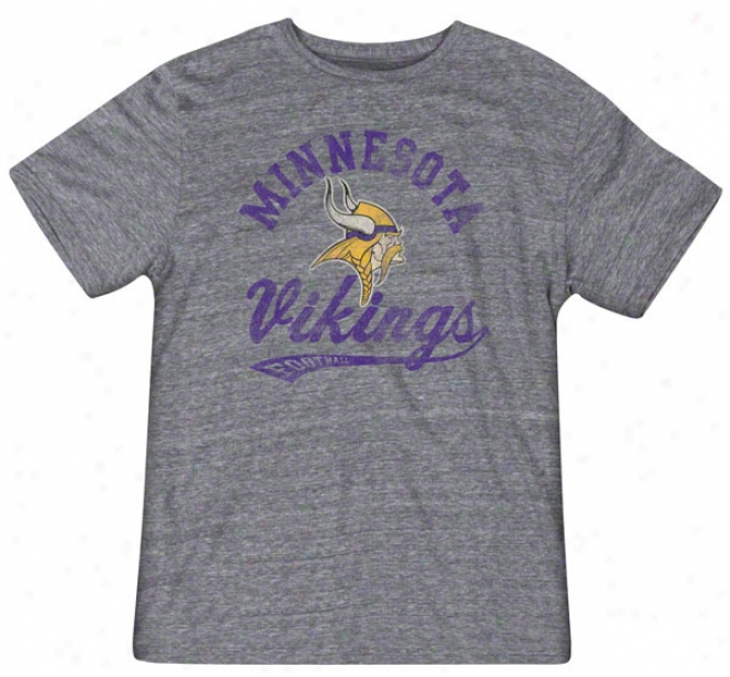 Minnesota Vikints Retro Sport The Big Sweep Grey Heathered Tri-blend Tee