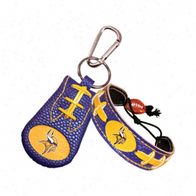 Minnesota Vikings Team Color Bracelet & Keychain Set