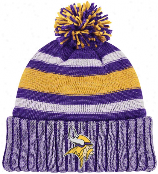 Minnesota Vikings Th5owback Knit Hat: Vintage Cuffed Pom Knit