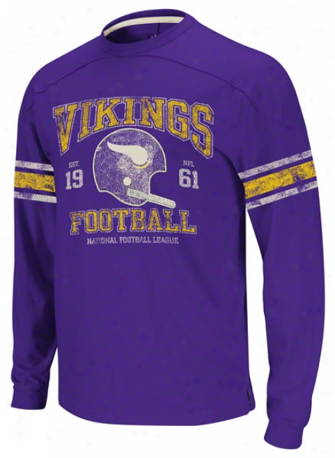 Minnesota Vikings Vintage Appliqu Lont Sleeve Purple T-shirt