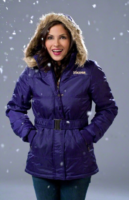 Minnesota Vikings Women's Full-zip Polyfill Belted Parka Jacket