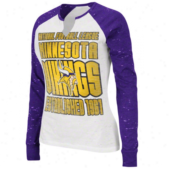 Minnesota Vikings Women's Model Player White Long Sleeve Raglan Top