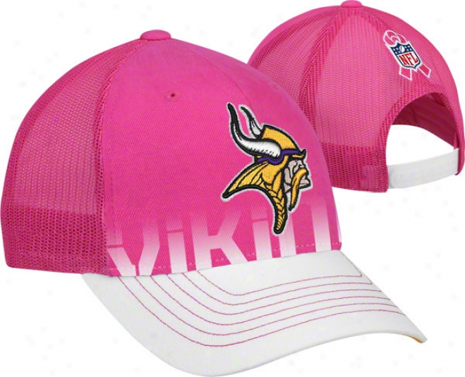 Minnesota Vikings Women's Pink Bdeast Cancer Awareness Structured Adjustable Snapback Ensnare Remote Hat