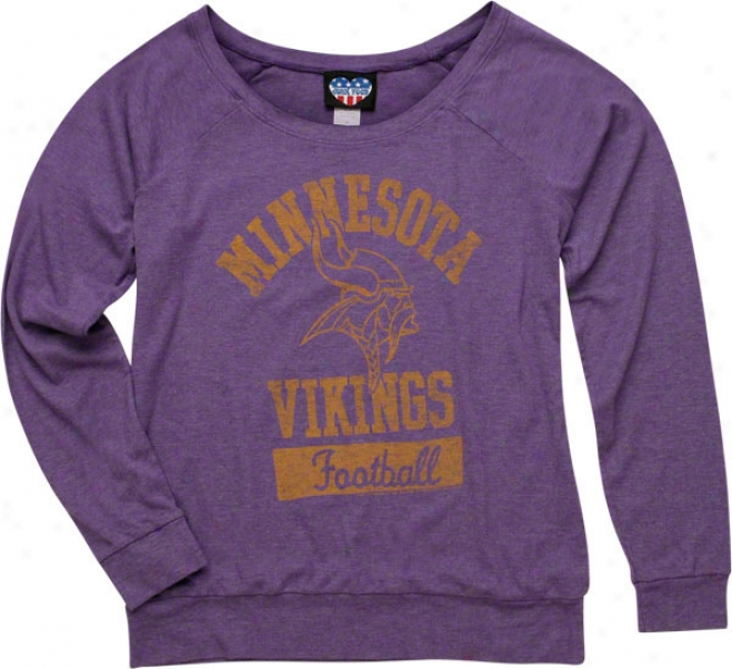 Minnesota Vikings Women's Purple Hezther Off The Shoulder Sweatshirt