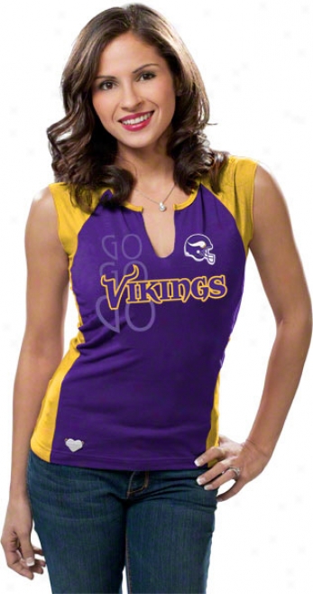 Mlnnesota Vikings Women's Purple Two-toned Split Neck Top