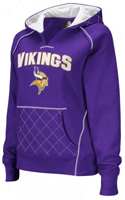 Minnesota Vikings Women's Quilted Purple Pullover Hooded Sweatshirt