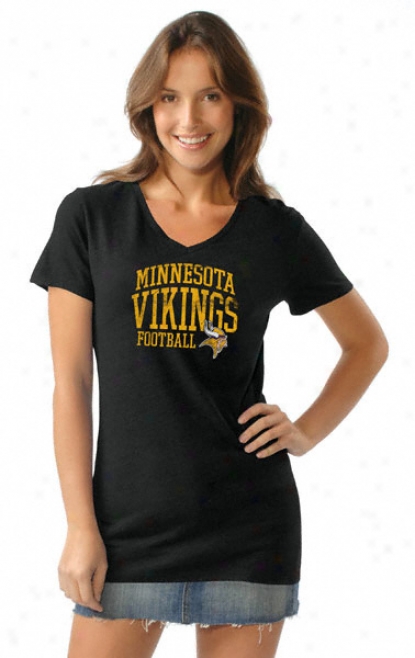 Minnesota Vikings Women's Tri Blend V Neck T-shirt- By Alyssa Milano