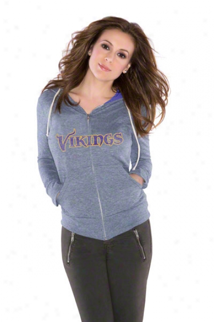 Minnesota Vikings Women's Tried And True Trri-blend Full-zip Hoodie - By Alyssa Milano