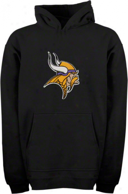 Minnesota Vikings Youth Black Big Logo Hooded Sweatshirt