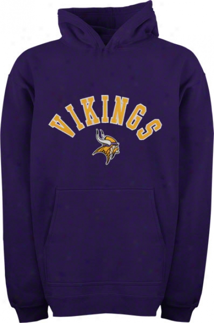 Minnesota Vikings Youth Purple Arched Team Name W/logo Hooded Sweatshirt