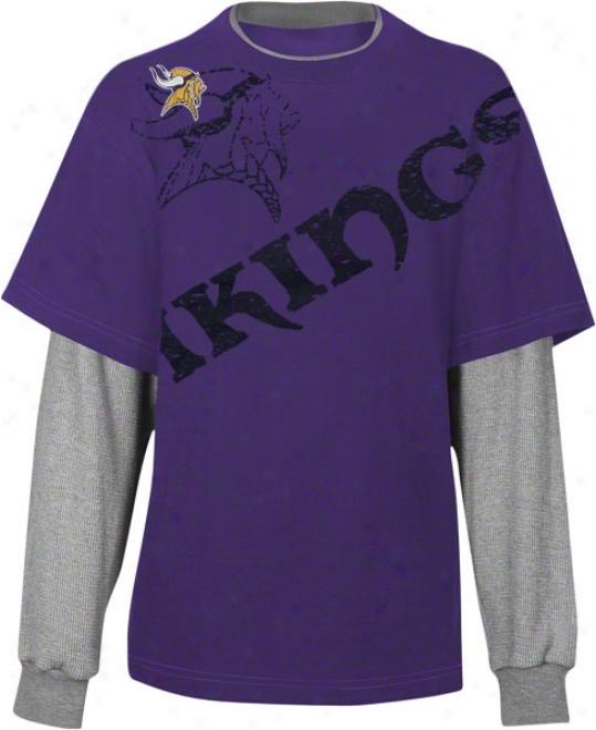 Minnedota Vikings Youth Touchdown Faux Layered Long Sleeve T-shirt