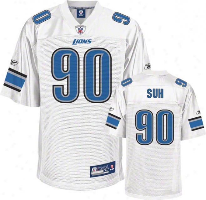 Ndamukong Suh Jersey: Reebok White #90 Detroit Lions Replica Jersey