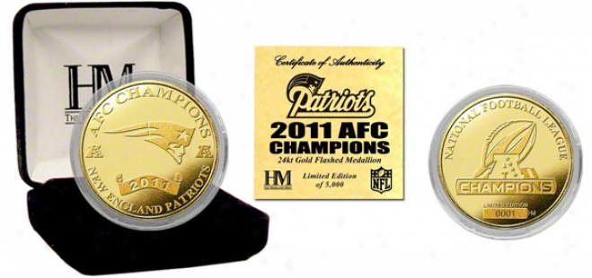 New England Patriots 2011 Afc Conference Champions 24kt Gold Coin