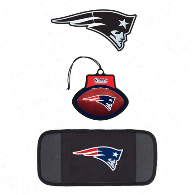 New England Patriots Automotive Package: Emblem, Air Freshner & Cd Visor