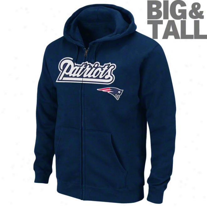 New England Patriots Big & Tall Classic Heavyweight Ii Full-zip Hooded Sweatshirt