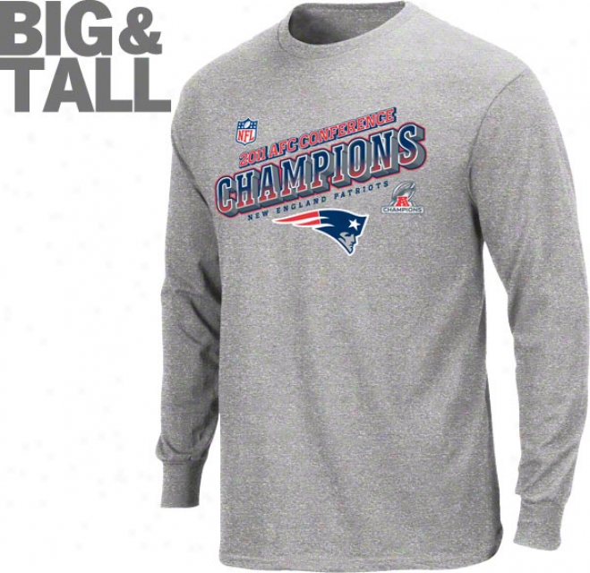 New England Patriots Big & Tall Heathered Grey 2011 Afc Conference Champions Locker Room Long Sleeve T-shirt