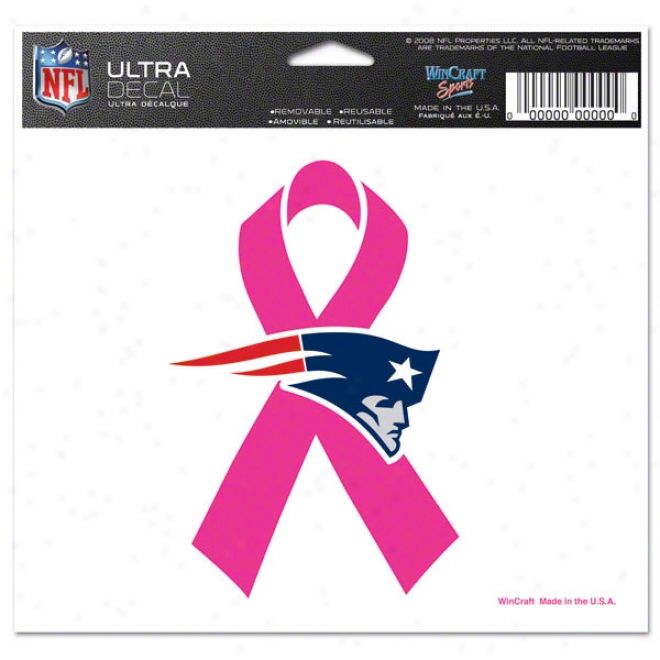 New Egland Patriots Breast Cancer Awareness 4x6 Ultra Decal