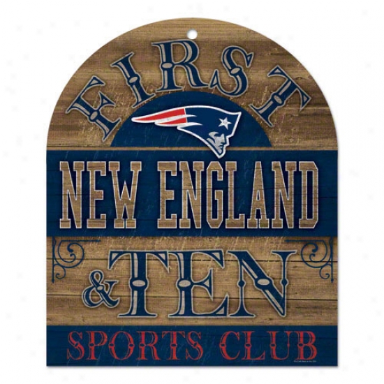 New England Patriots Foremost & Ten Wood Sign