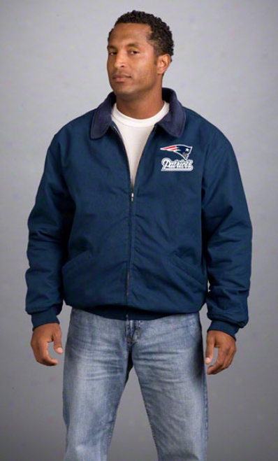 New England Patriots Jerkin: Navy Reebok Saginaw Jacket